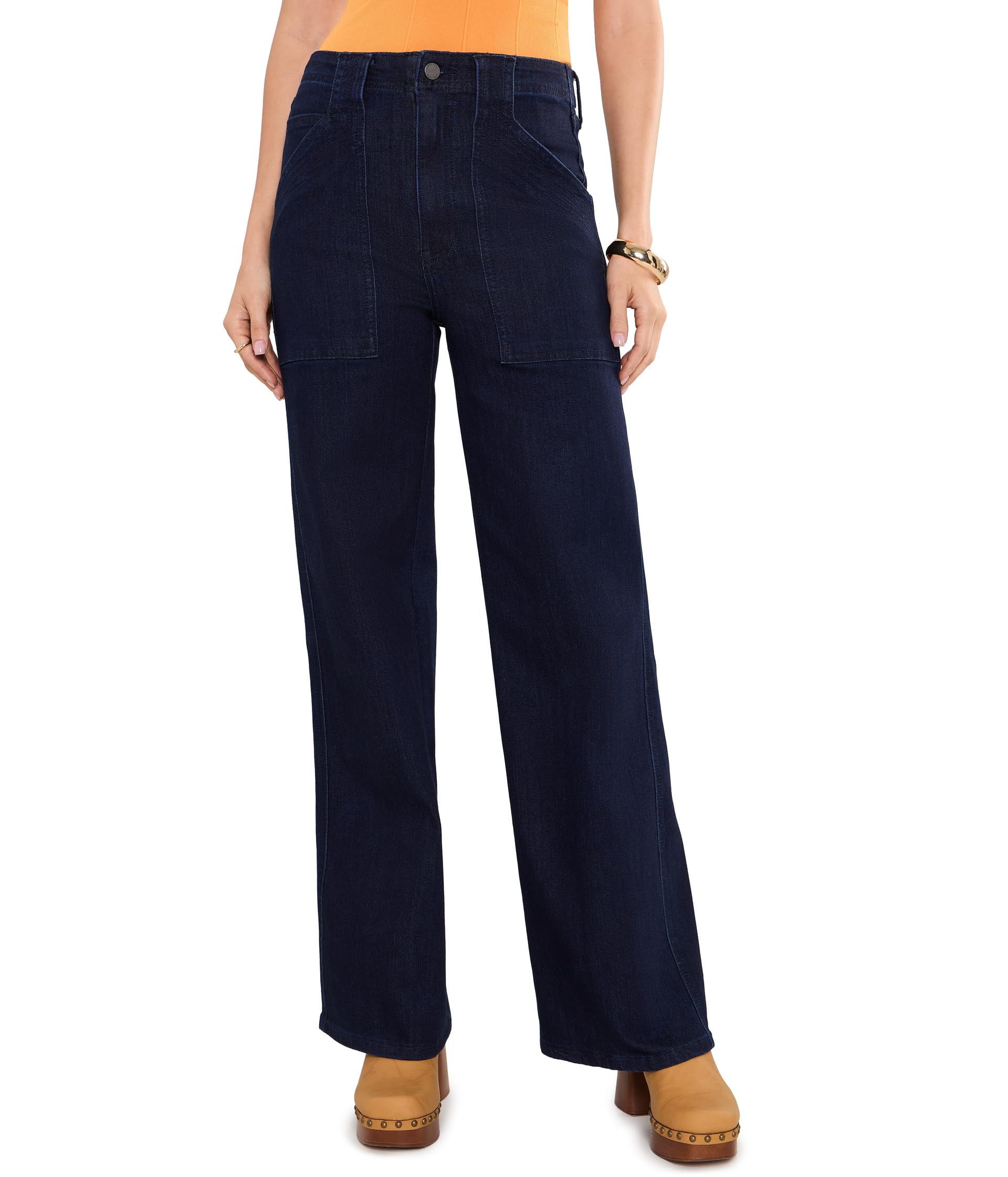 High-Rise Stride Wide Leg with Trapunto Patch Pockets