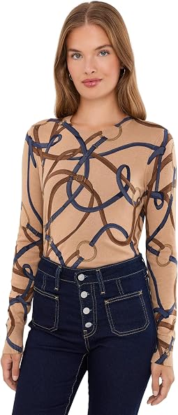 Petite Belting-Print Cotton-Modal Sweater