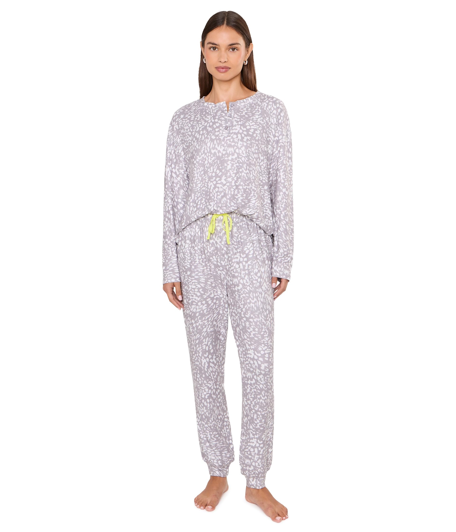 Two-Piece Long Sleeve Henley Pullover and Joggers Set