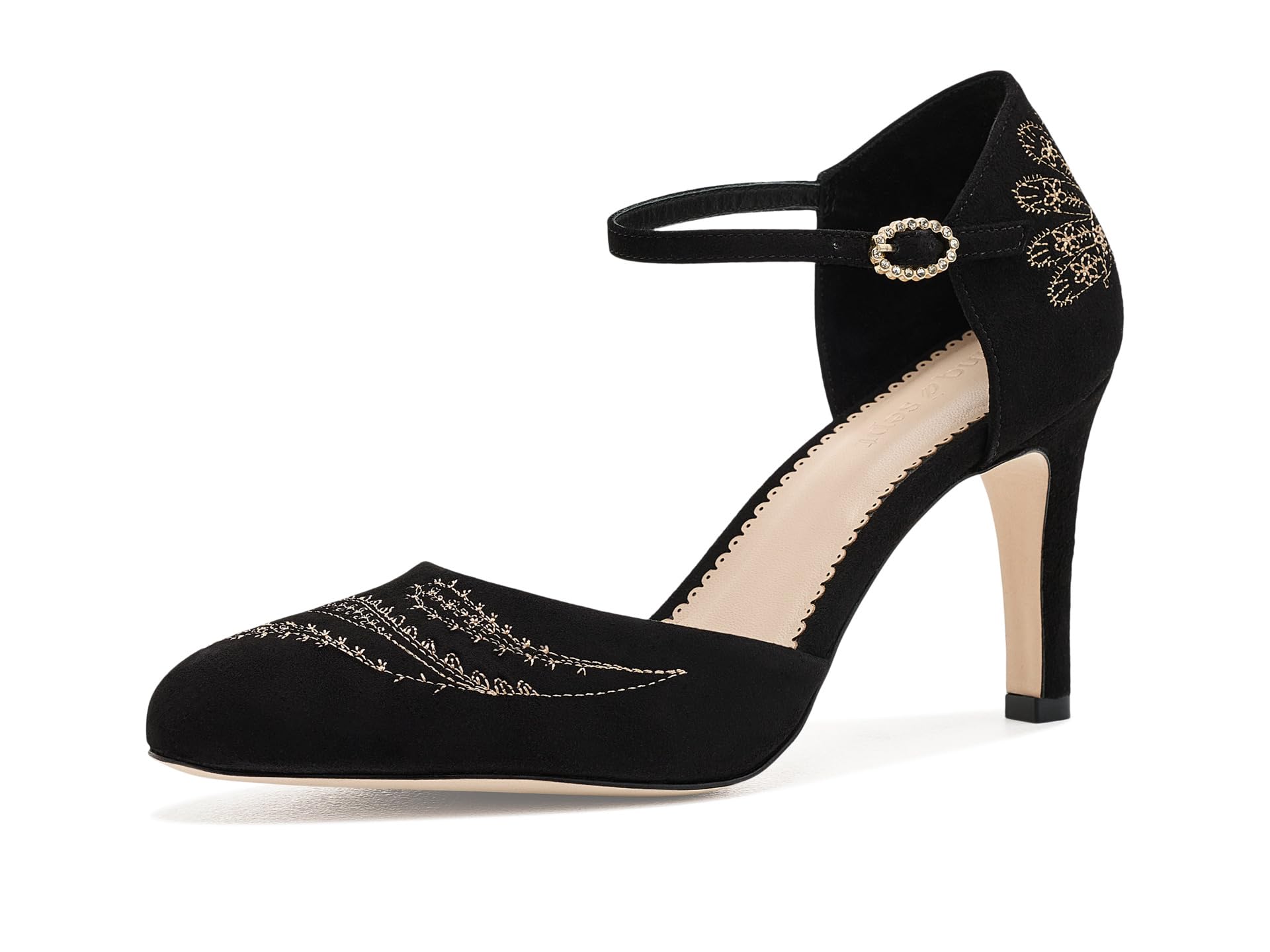 Mariana Embroidered Suede Heels