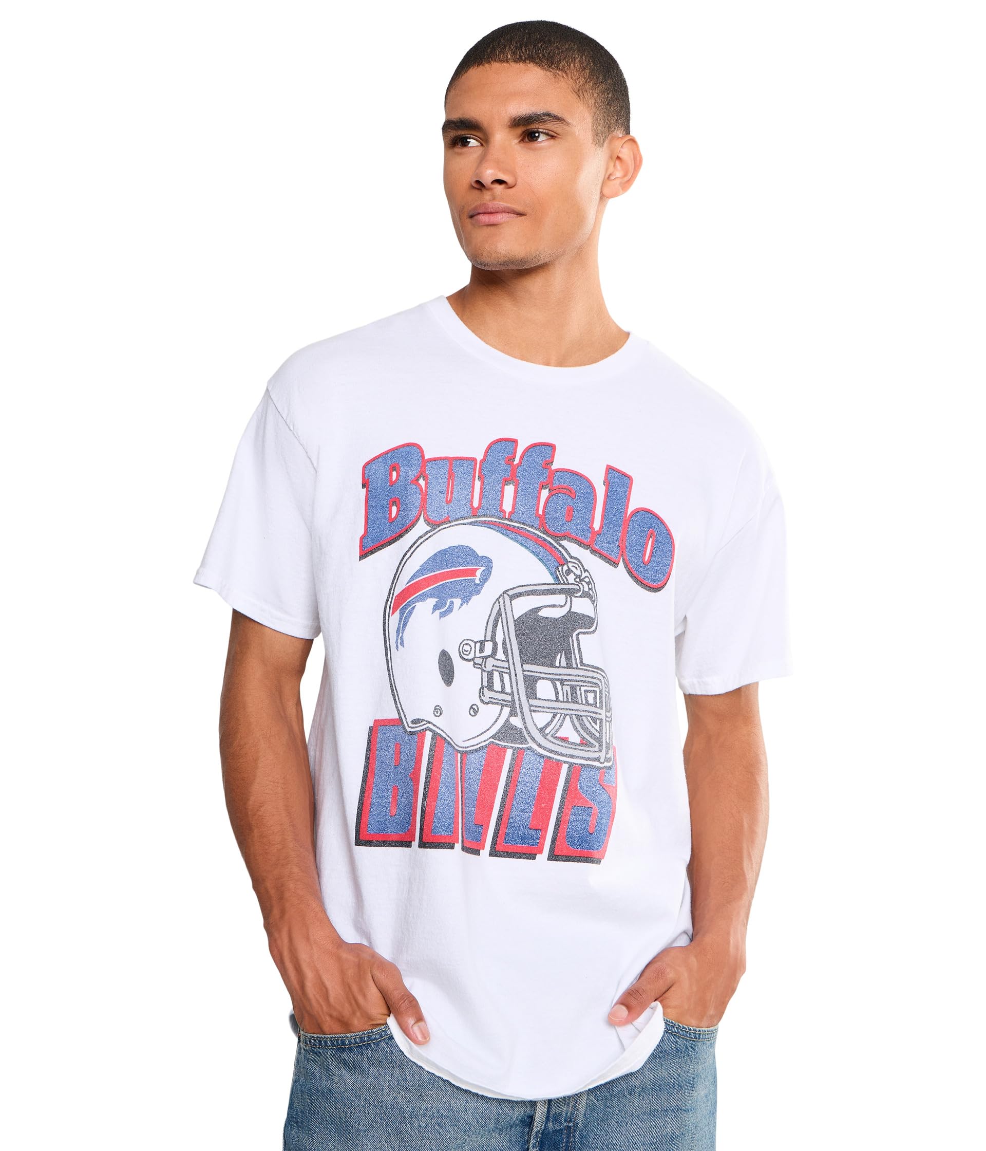 Мужская футболка Junk Food Clothing с принтом шлема Buffalo Bills в ретро-стиле