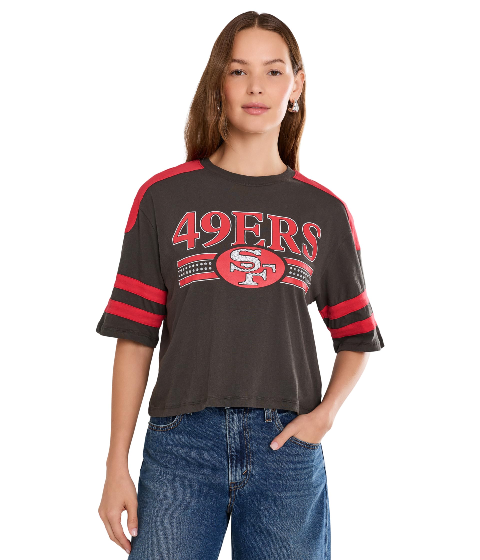 Кроп-топ с полосками и стразами San Francisco 49ers