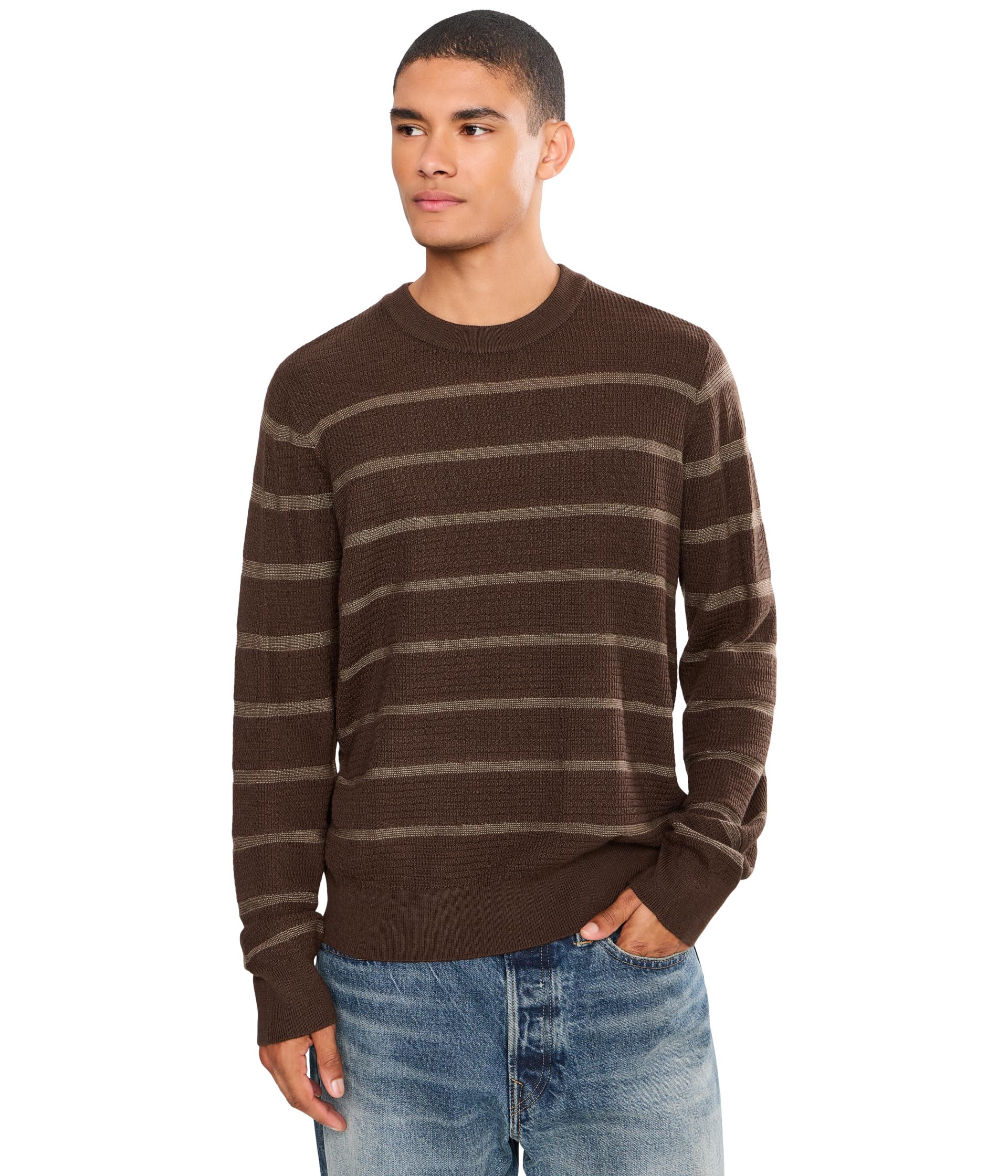 Long Sleeve Crew Neck Stripe Sweater