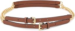 Leather-Trim Stacked Chain Belt