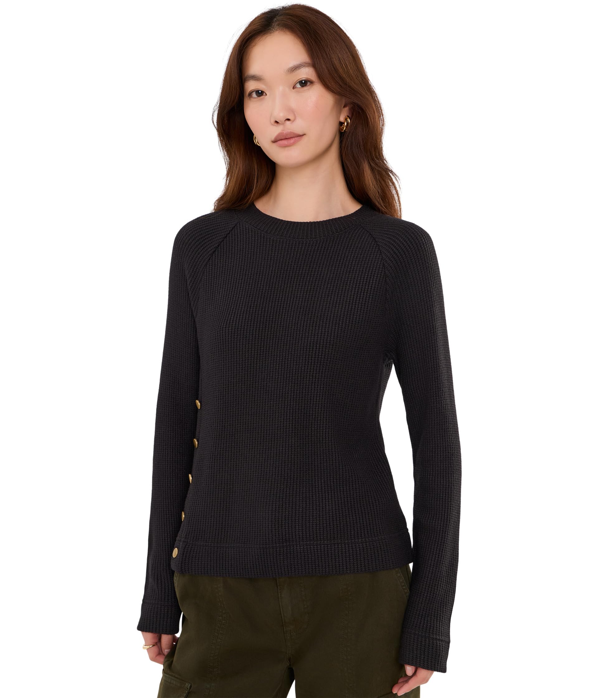 Petite Side Button Waffle Top