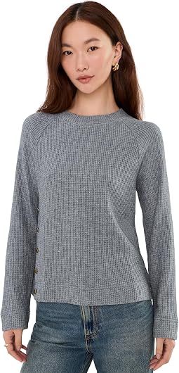 Petite Side Button Waffle Top
