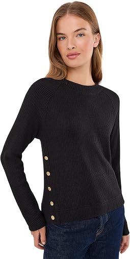 Petite Side Button Waffle Top