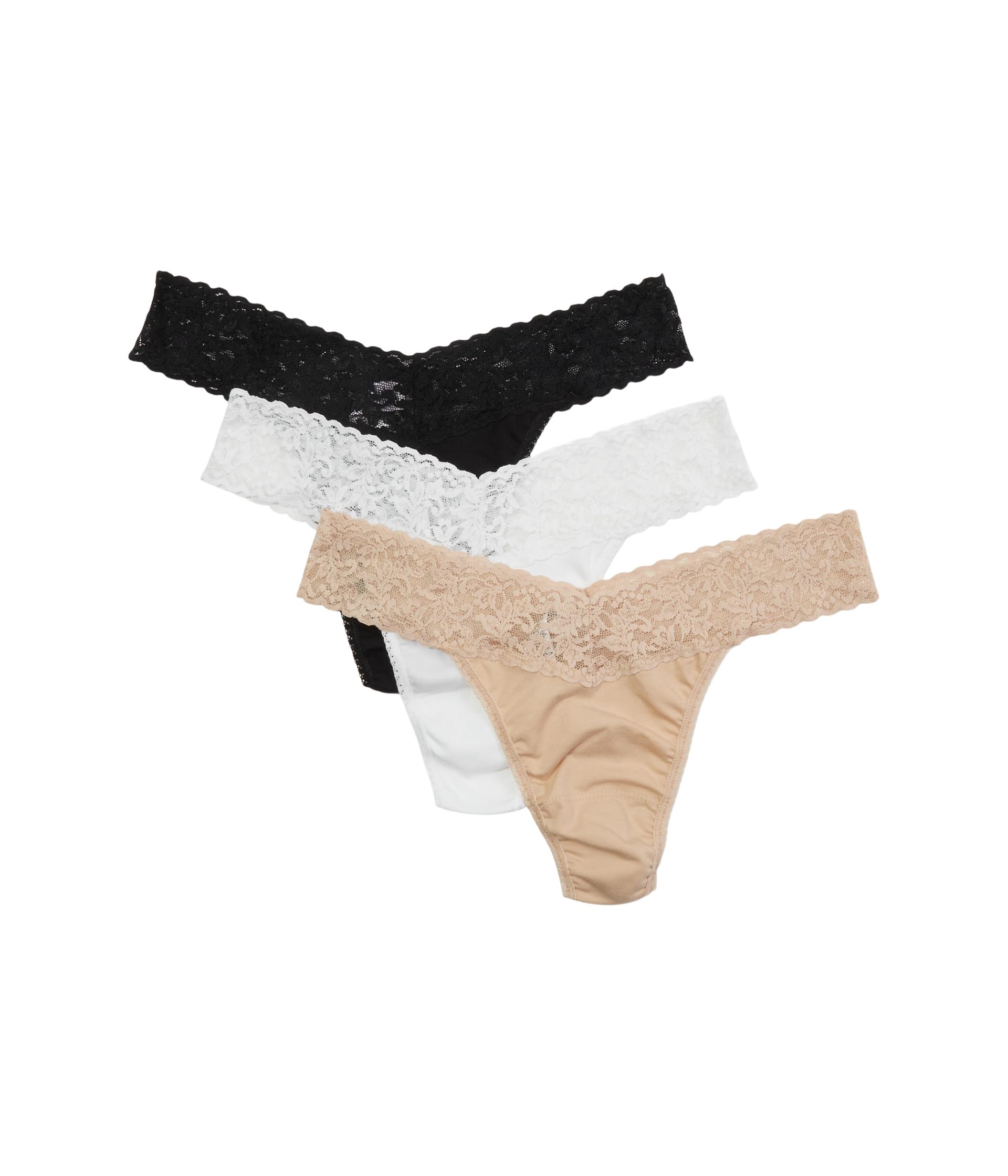 Organic Cotton Original Rise Thong w/ Lace 3-Pack