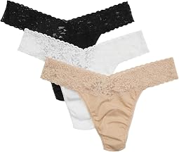 Комплект из 3 пар стрингов Hanky Panky из органического хлопка с кружевом