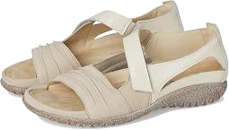 Beige Nubuck/Ivory Crinkle Patent Leather