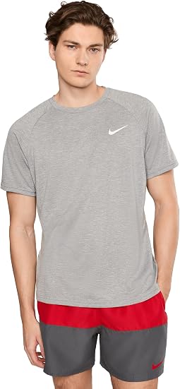 Nike Мужская плавательная рубашка с коротким рукавом Heather Short Sleeve Hydroguard