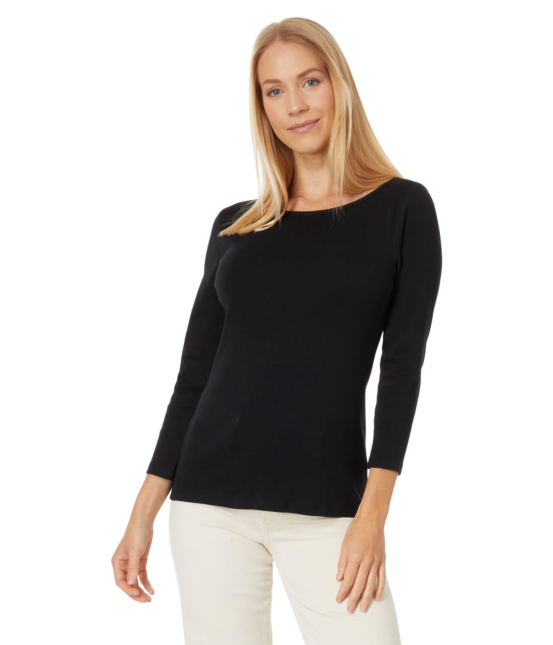 1x1 Rib 3/4 Sleeve Boatneck Top