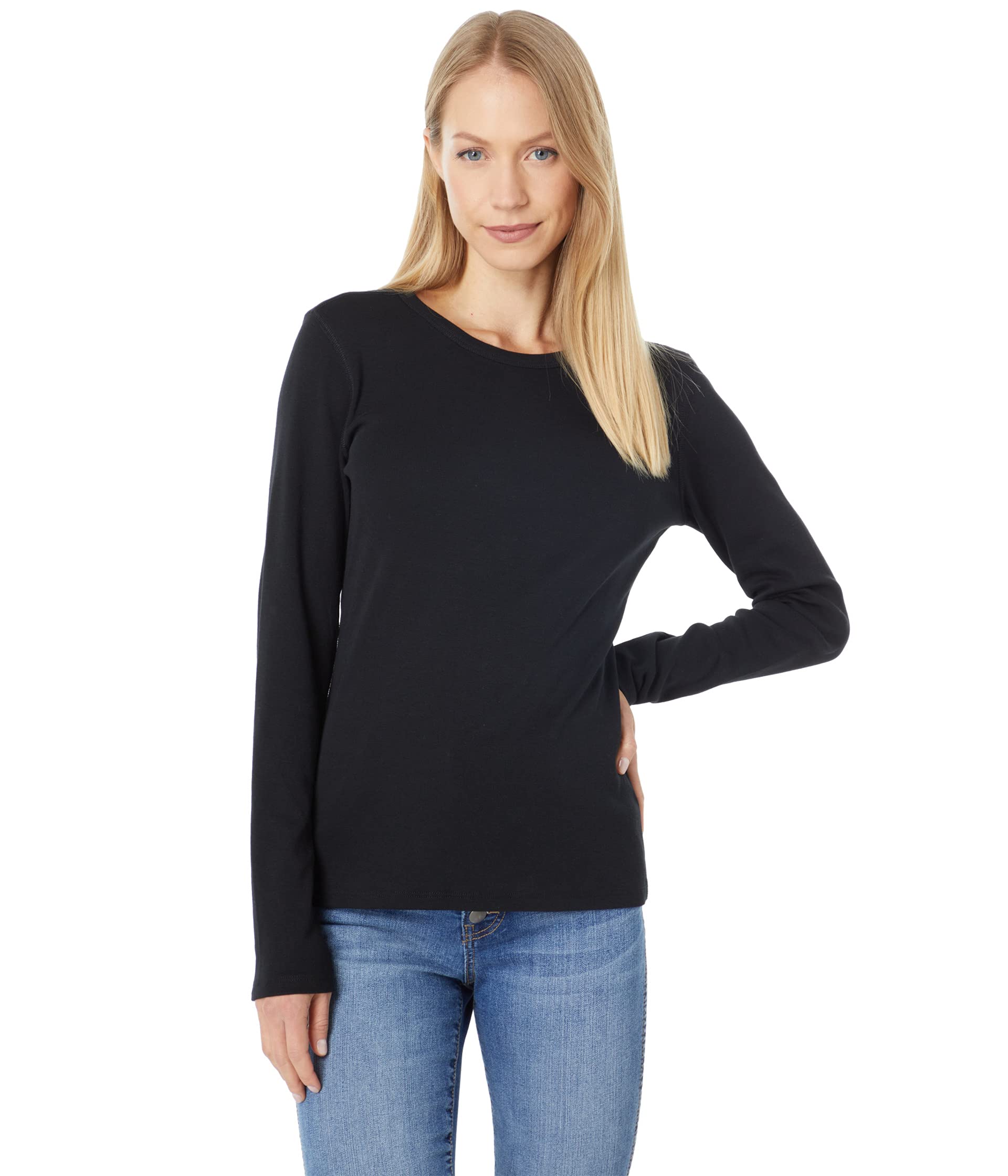 1x1 Rib Long Sleeve Crew Neck Tee