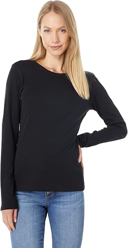 1x1 Rib Long Sleeve Crew Neck Tee