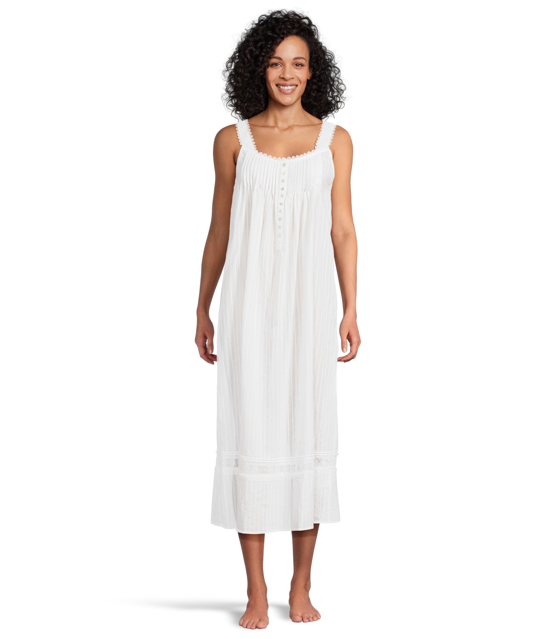 Cotton Dobby Stripe Woven Sleeveless Ballet Nightgown