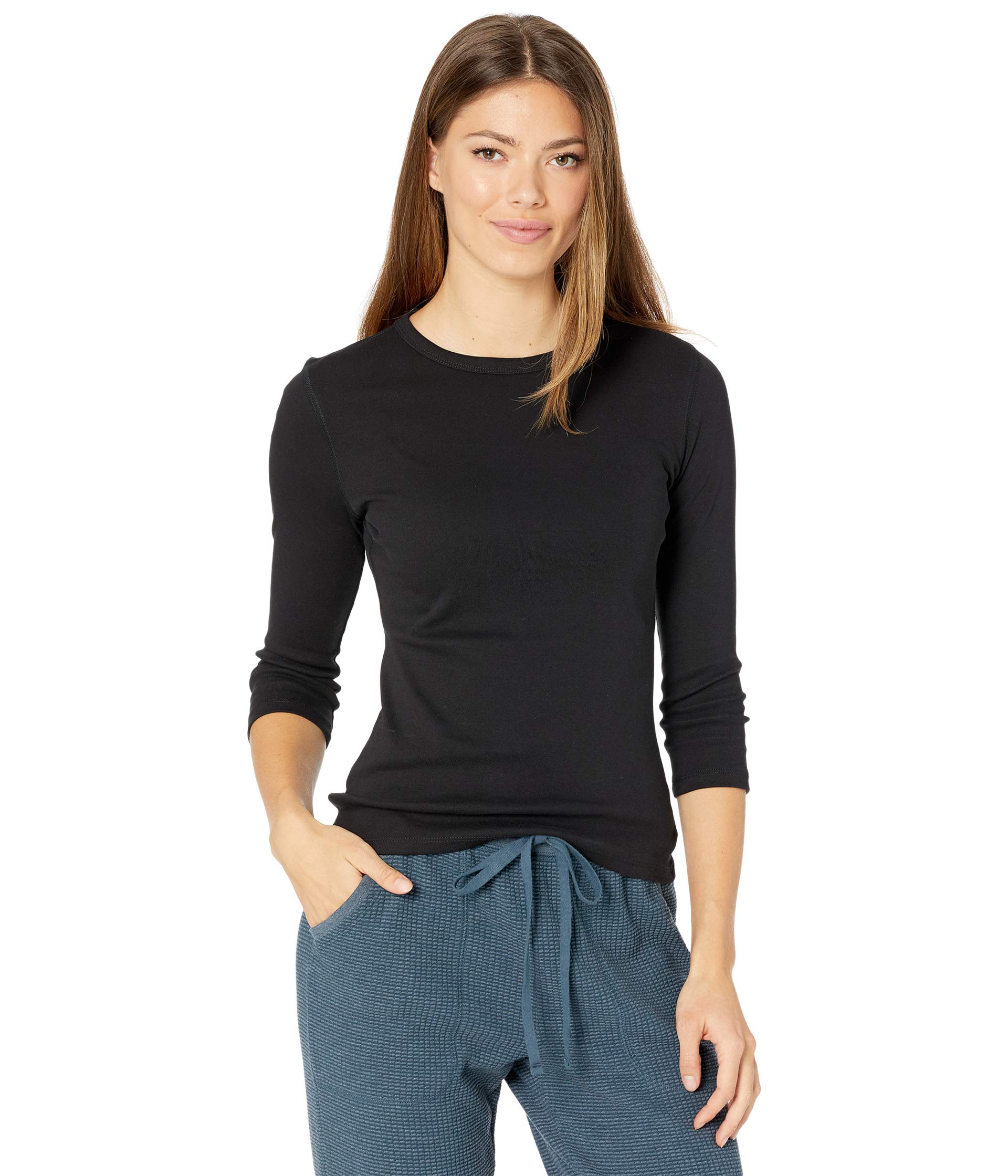 1x1 Rib 3/4 Sleeve Crewneck Tee