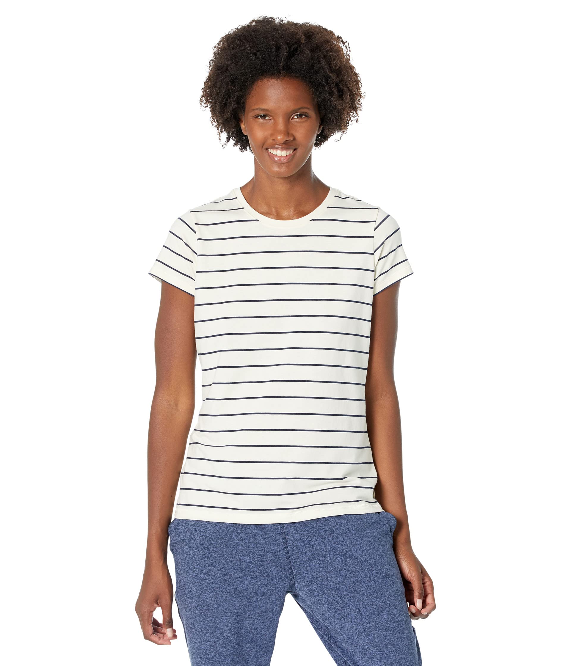 Soft Stretch Supima Tee Crew Neck Striped Short Sleeve
