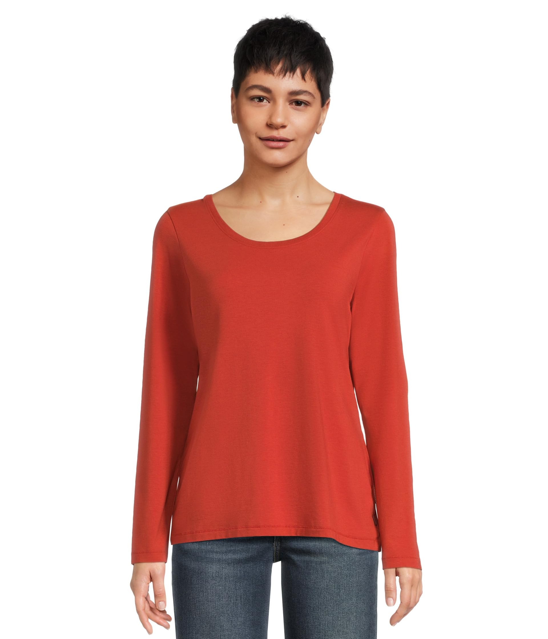 Soft Stretch Supima Tee Scoop Neck Long Sleeve