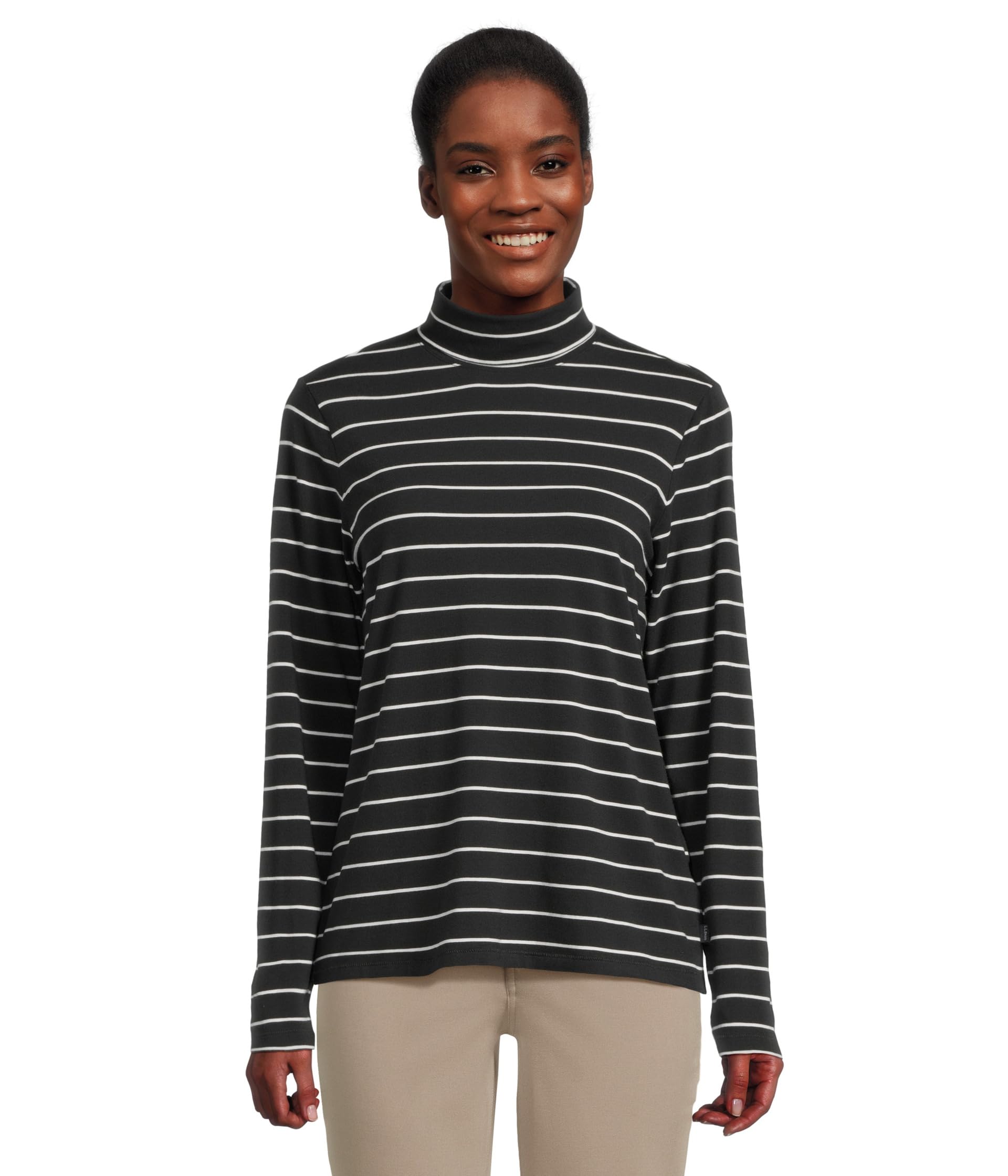 Soft Stretch Supima Turtleneck Long Sleeve Stripe