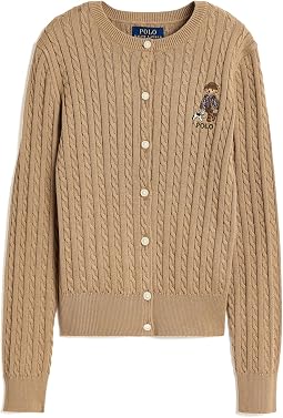 Polo Bear Mini-Cable Cotton Cardigan (Big Kid)
