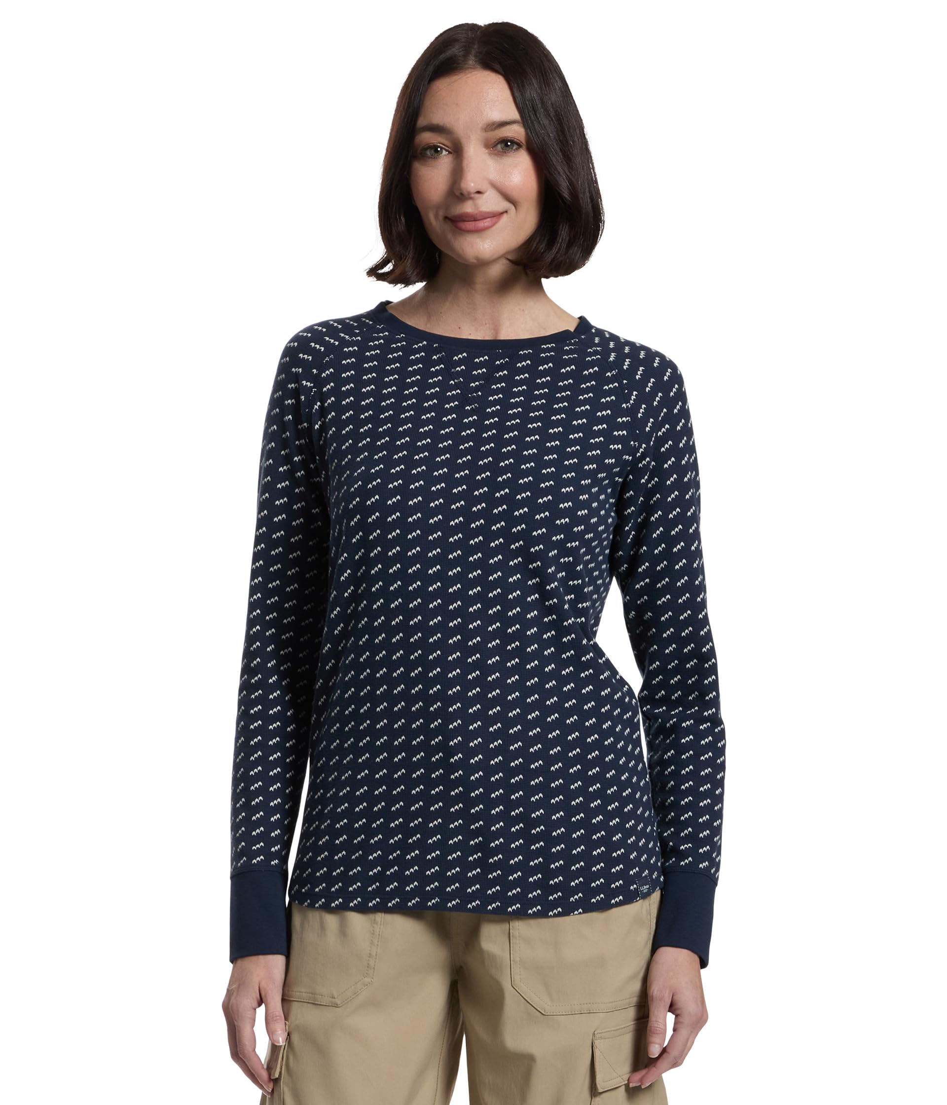 Unshrinkable Mini-Waffle футболка Long Sleeve Crew Neck Stripe