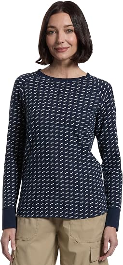 Unshrinkable Mini-Waffle футболка Long Sleeve Crew Neck Stripe
