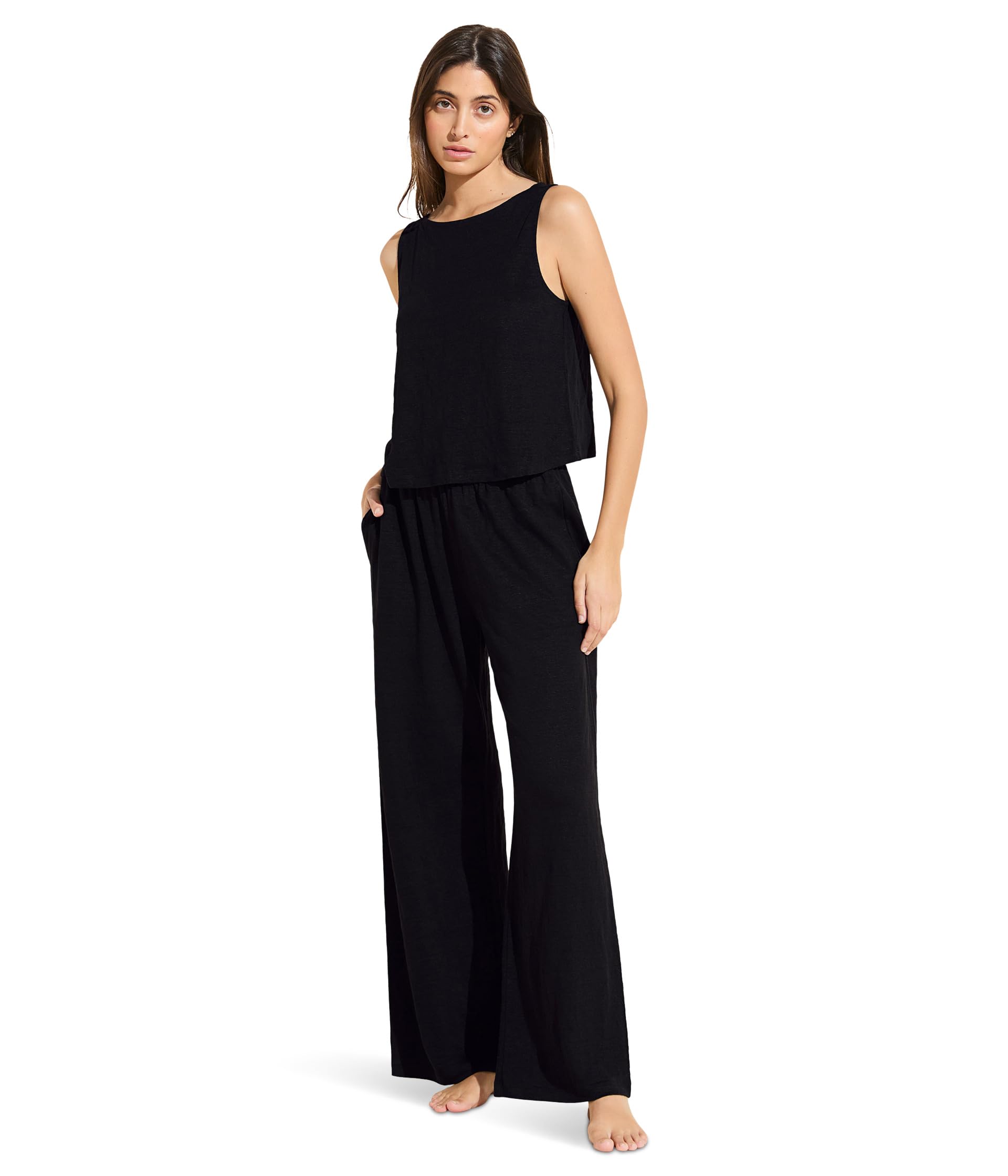 Organic Linen Knit Boat Neck Crop Tank