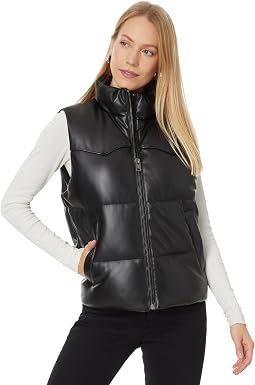 Faux Leather Puffer Vest