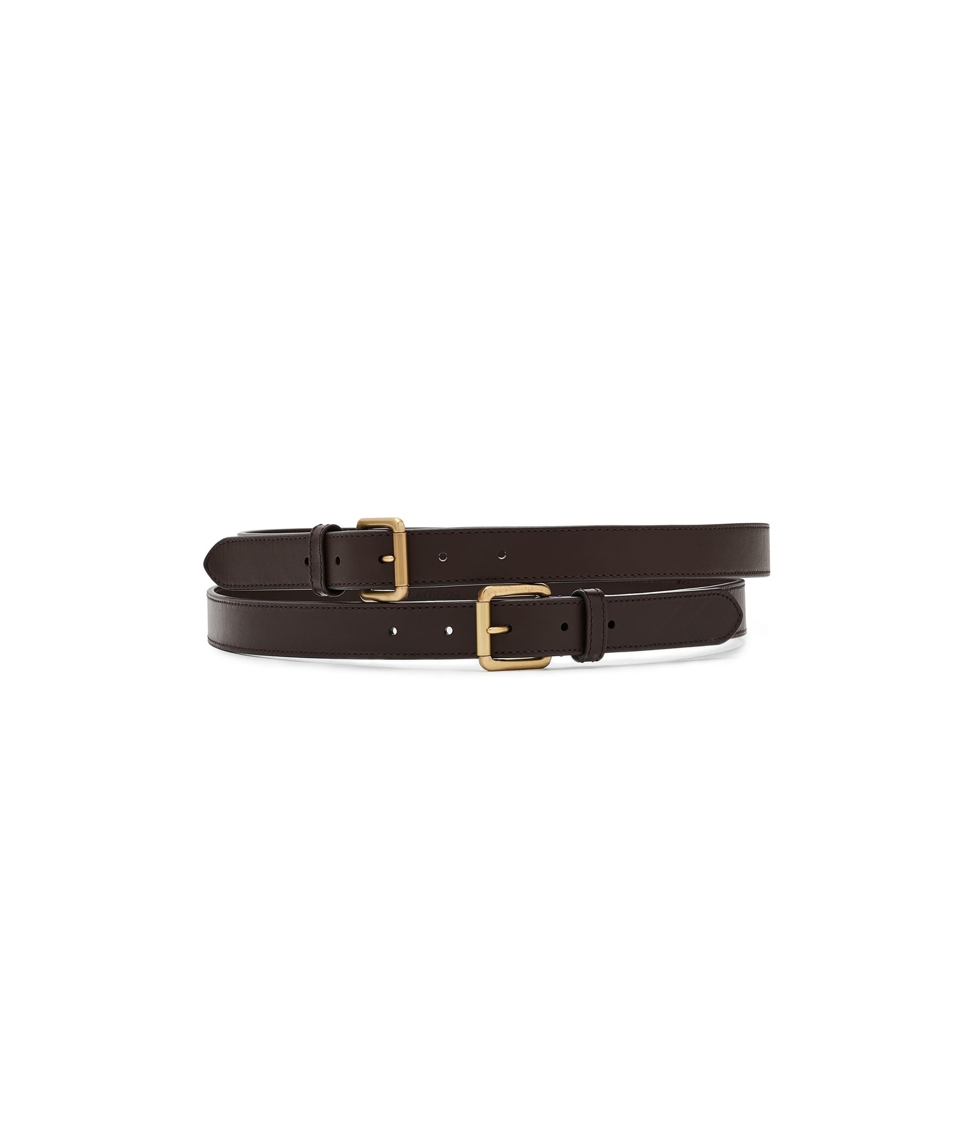Leather Double-Buckle Stacked Wide Belt