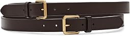 Leather Double-Buckle Stacked Wide Belt