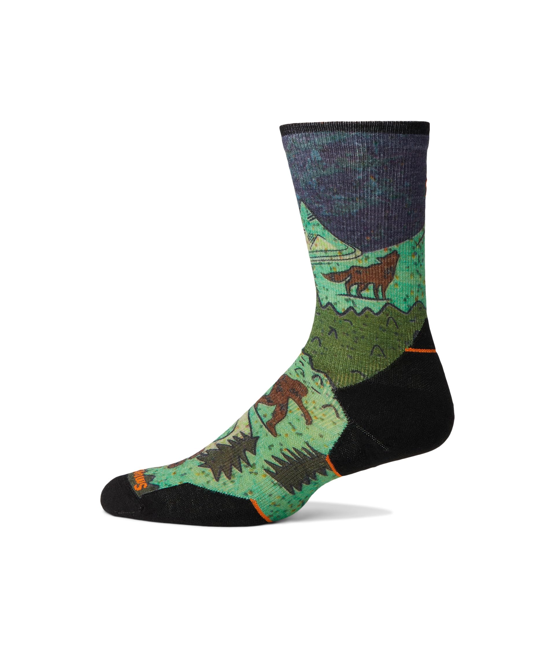 Trail Run Targeted Cushion Neature Print Crew Socks