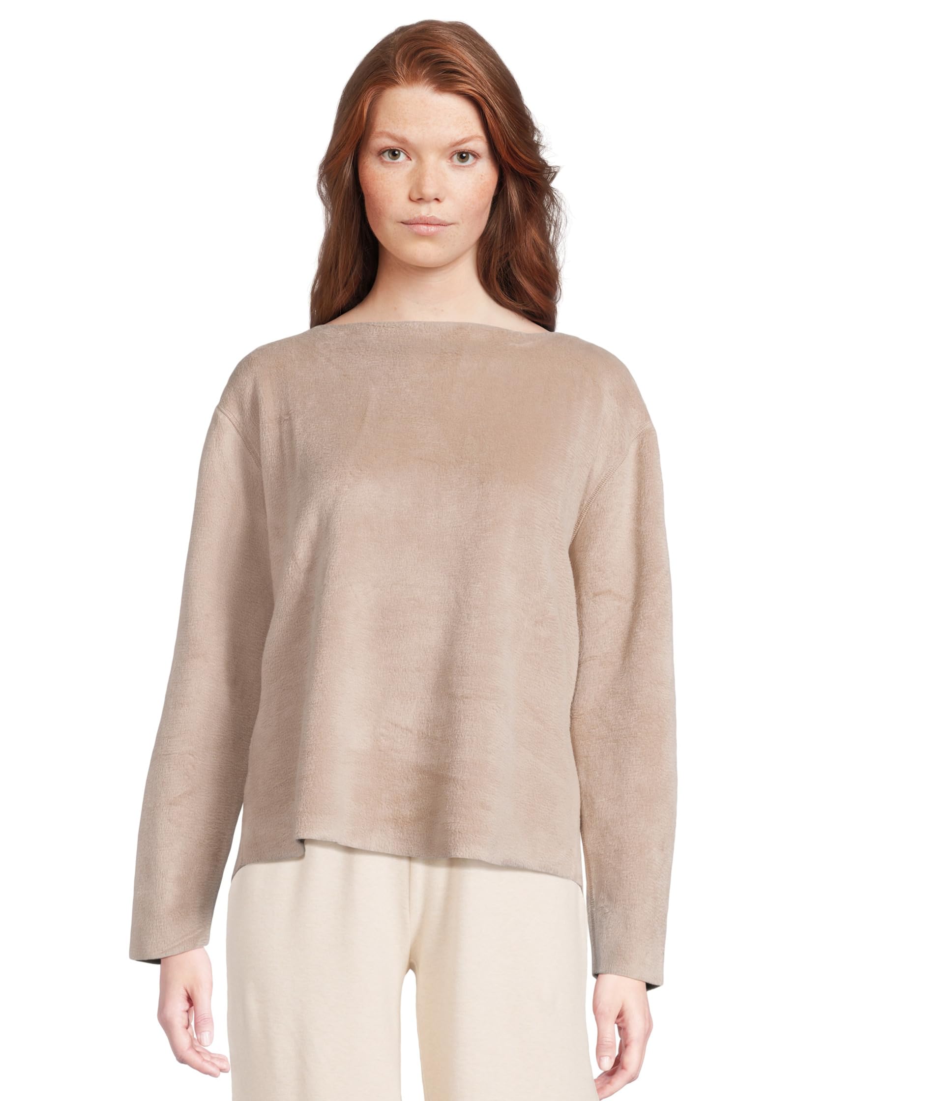 Reversible Plush Raw Edge Pullover