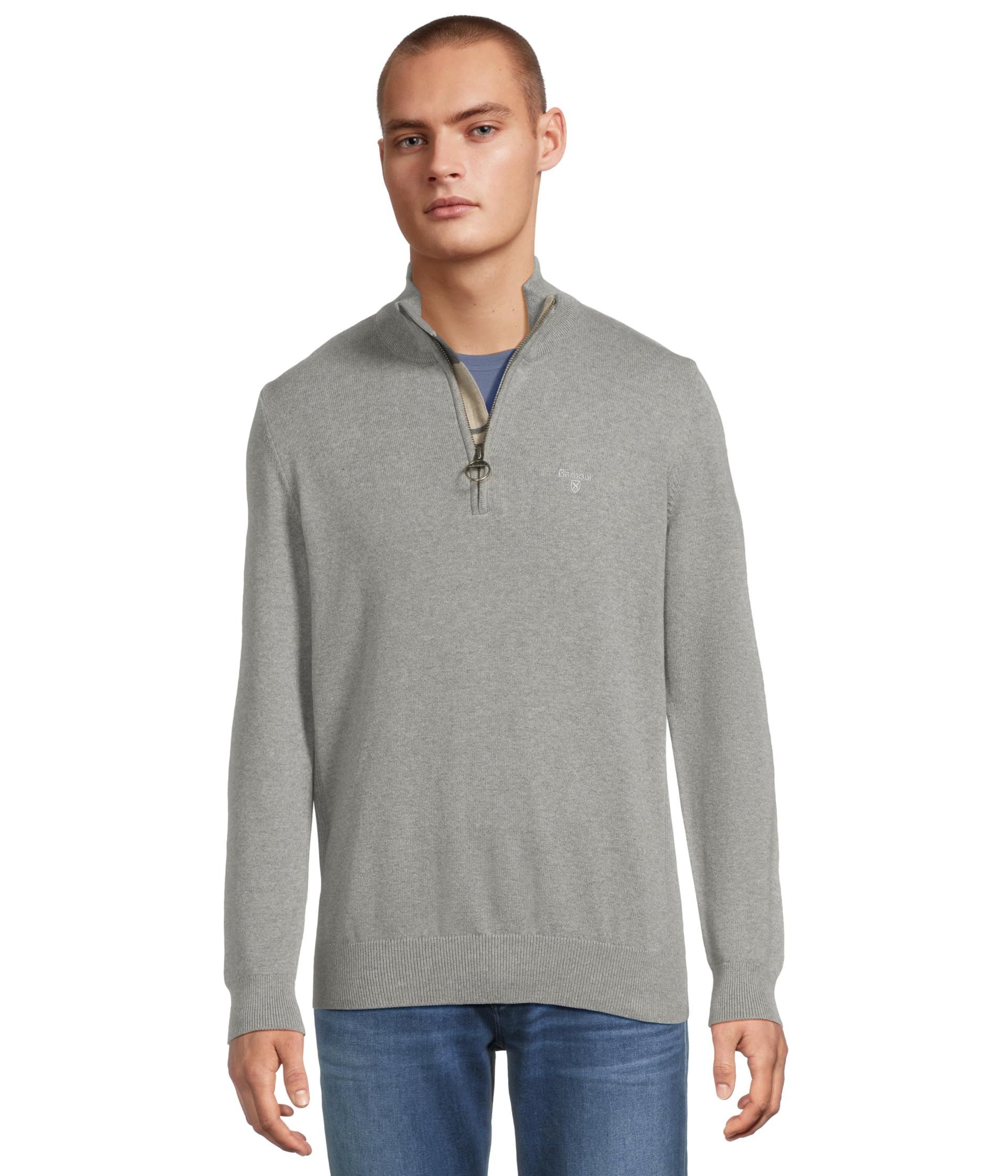 Cotton Half Zip Knitted Jumper