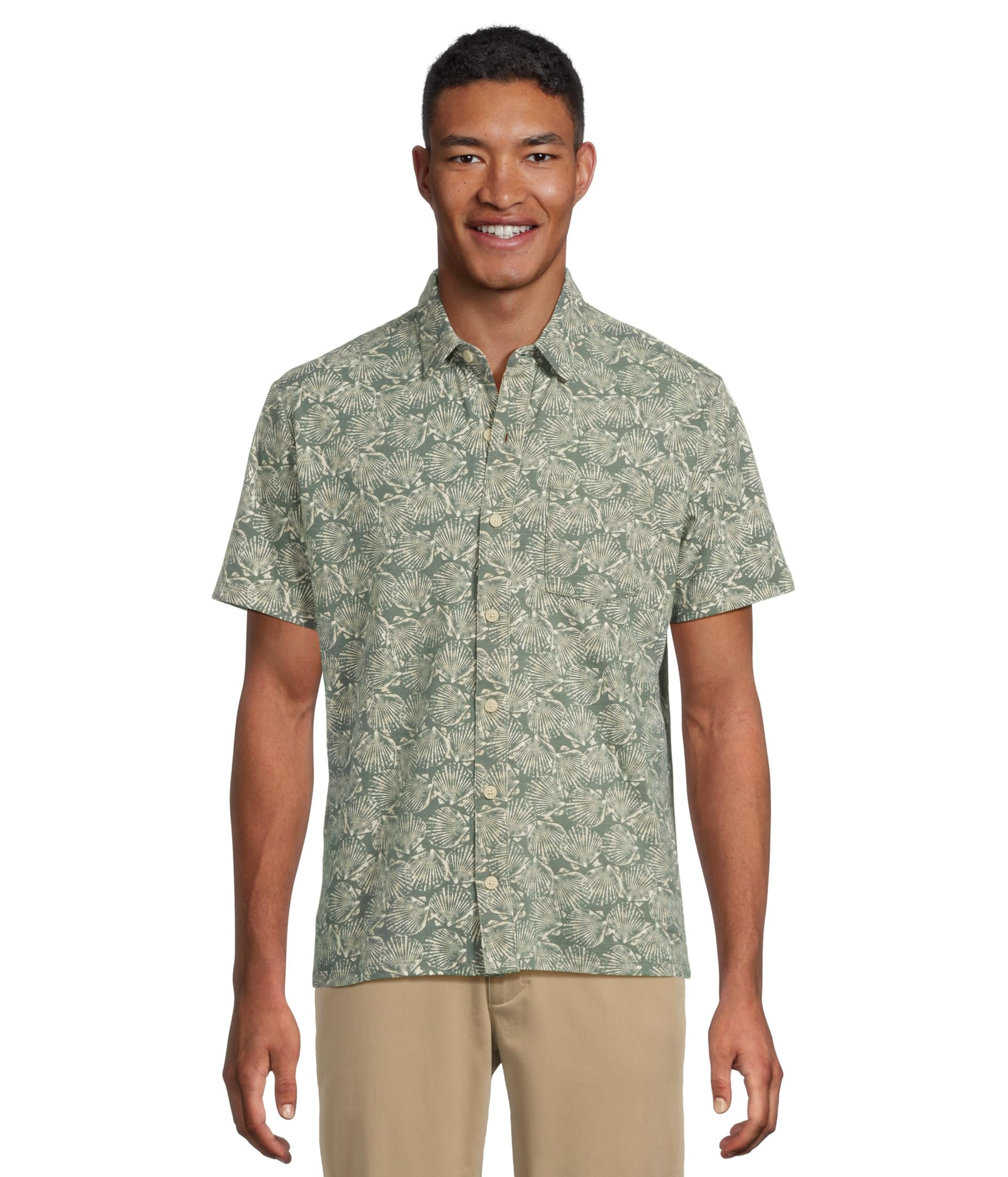 Lakewashed Performance Button Front Shirt Short Sleeve Traditional Fit Print
