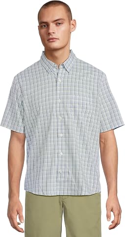Comfort Stretch Performance Shirt Short Sleeve Slightly Fitted Plaid
