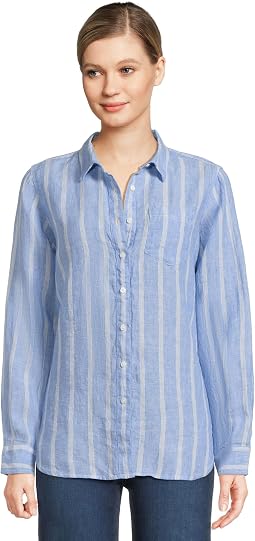 Premium Washable Linen Stripe Tunic Shirt