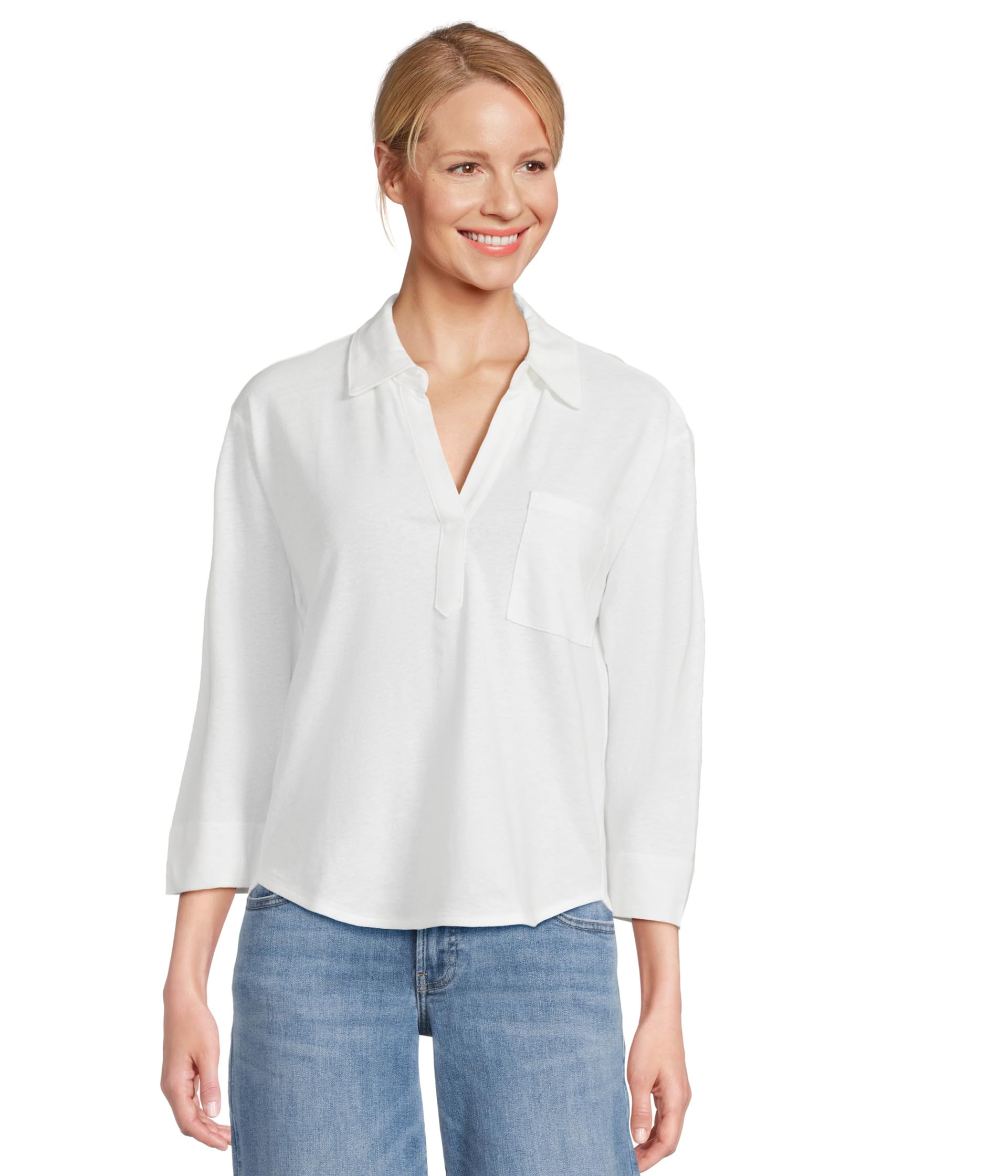 Cotton Linen Tee Splitneck