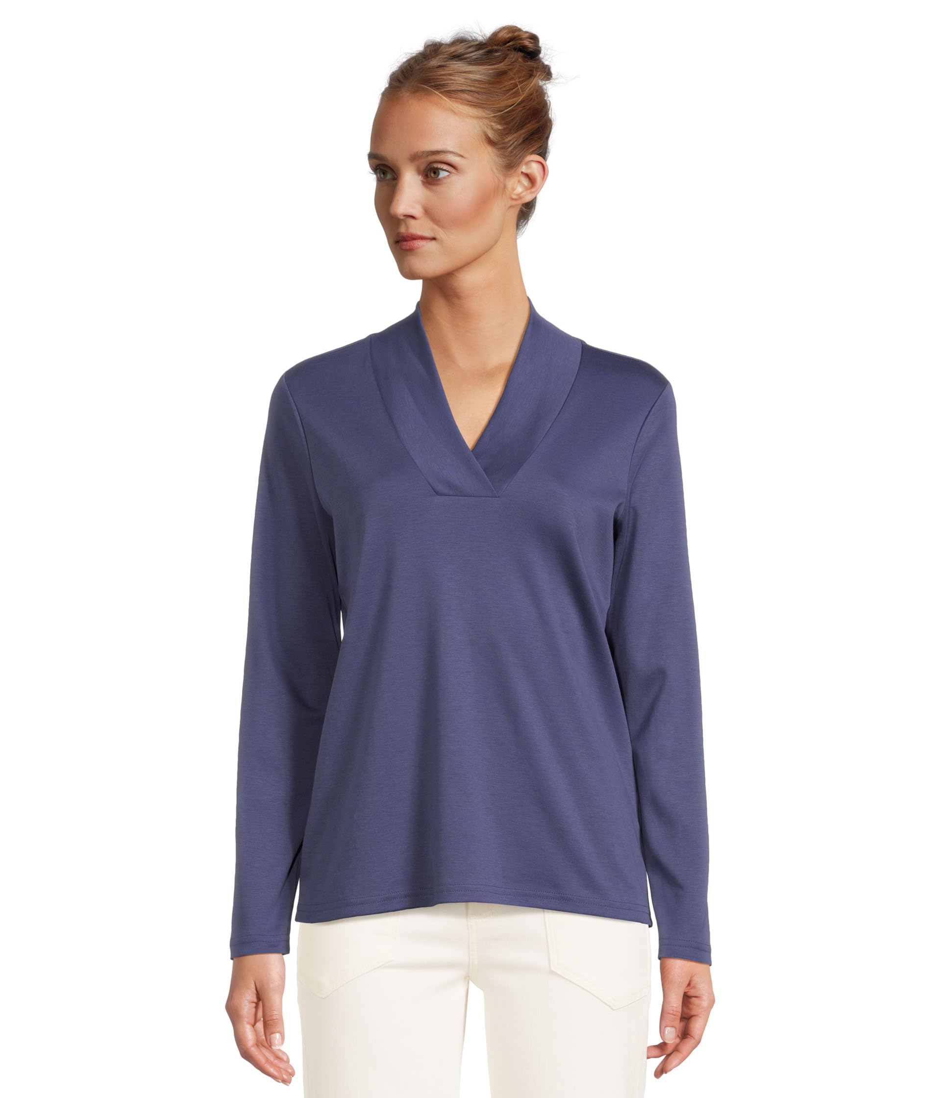 Pima Shawl Long-Sleeve Cotton Tee