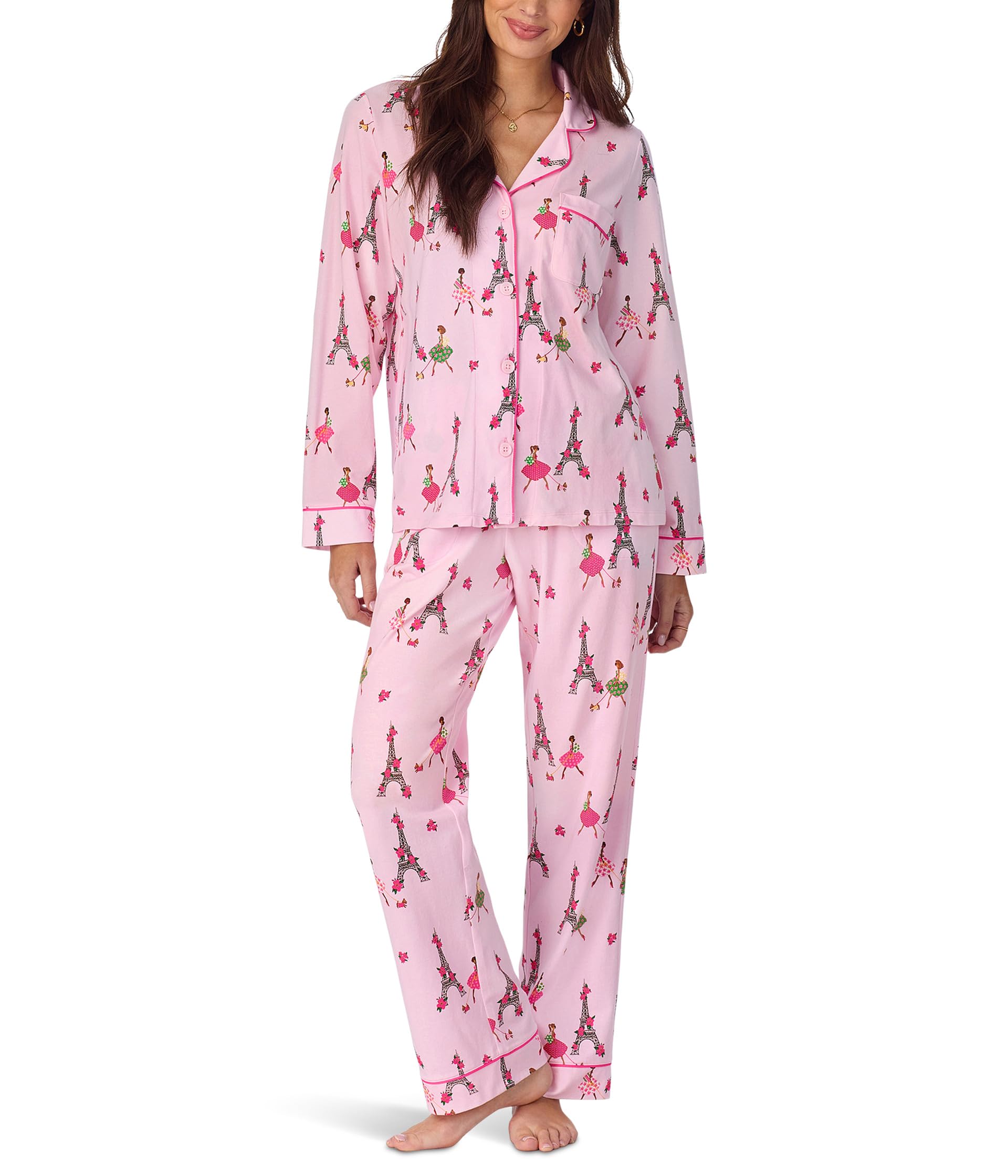 Long Sleeve Cotton Knit Classic Pajama Set